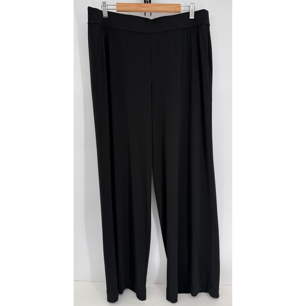 Lane Bryant Womens Black Wide Leg Stretch Knit Trousers Pants Sz 14/16